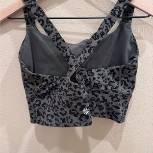 Athleta Black & Gray Leopard Print Crop Top SZ